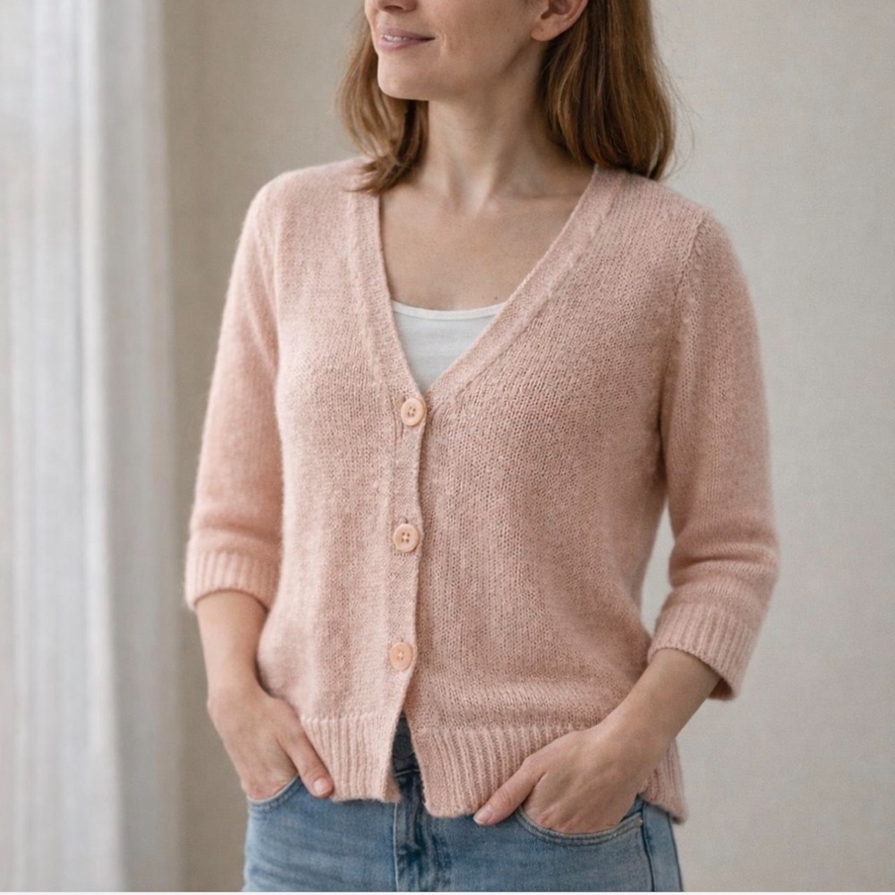 Talbots Blush Pink 100% Linen cardigan